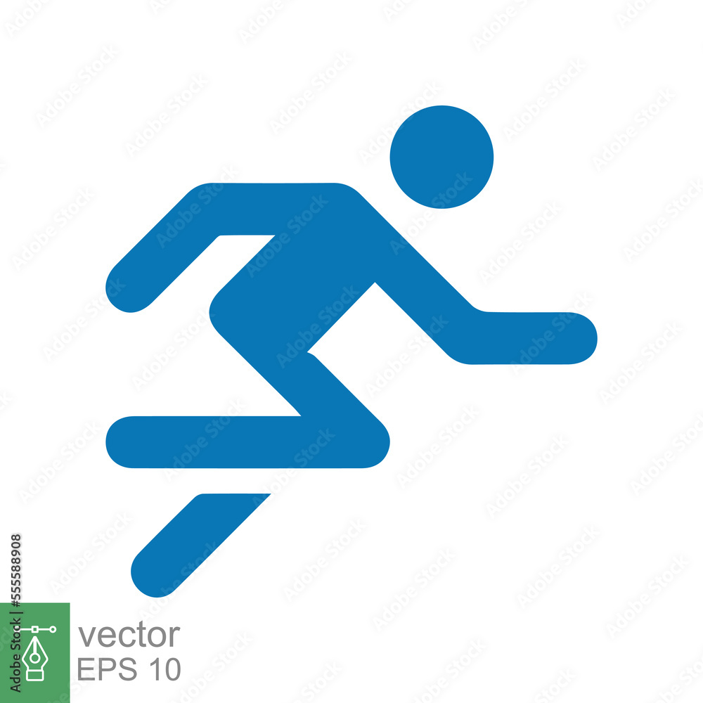 Runner icon. Simple solid style. Man run fast, race, sprint, flat design symbol, sport concept. Glyph vector illustration isolated on white background. EPS 10. Runner icon. Simple solid style. Man run fast, race, sprint, flat design symbol, sport concept. Glyph vector illustration isolated on white background. EPS 10.