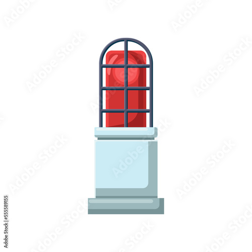 Flashing red alarm light vector illustration. Element of mechanical equipment, red alarm light isolated on white background. Machinery, technology, industry concept
