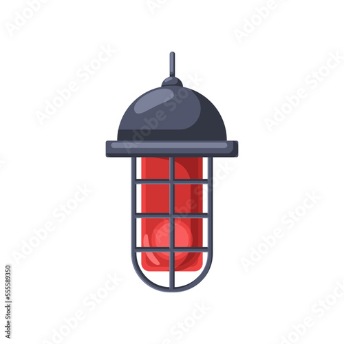 Hanging flashing red alarm light vector illustration. Element of mechanical equipment, red alarm light isolated on white background. Machinery, technology, industry concept