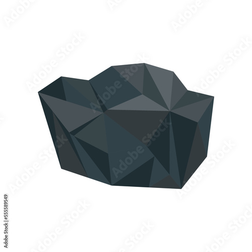 Big lump of coal vector illustration. Big lump of charcoal, basalt, nugget, rock, graphite or anthracite isolated on white background. Mine, mineral recourse concept