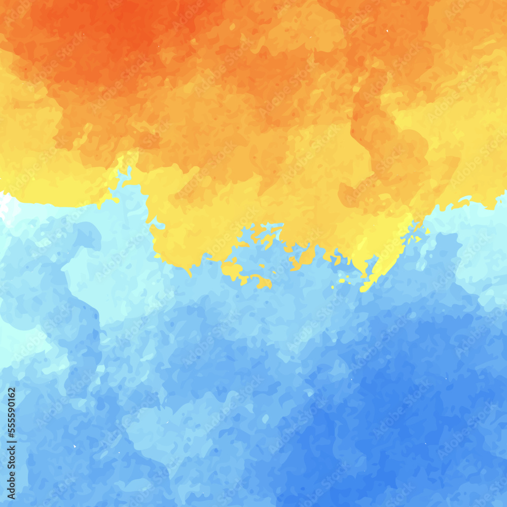 Yellow Blue Watercolor background