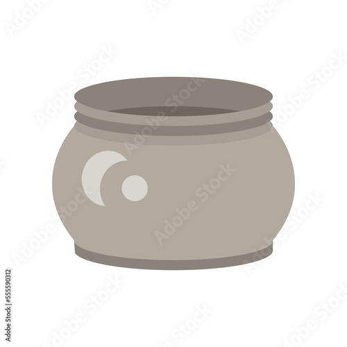 Earthen pot on white background. Tools for craftsman cartoon illustration. Art, craft, equipment concept