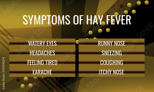 symptoms of Hay fever. Vector illustration for medical journal or brochure.