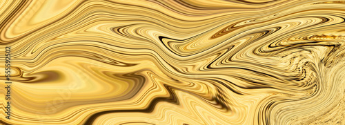 Golden liquid acrylic paints marble texture. Modern design element onyx paint marble texture. Warm Decorative Oil Wavy Ebru. Messy Swirl Oil Background.