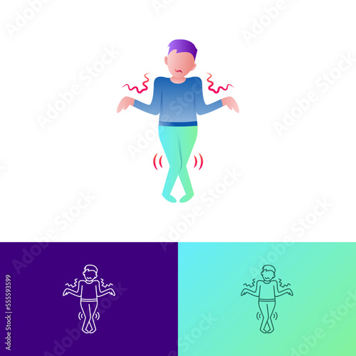 Muscle weakness gradient flat icon. Man can´t control his body. Long covid syndrome. Atrophy. Vector illustratiion. photo