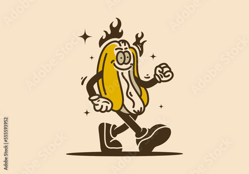 Illustration design of a hot dog mascot
