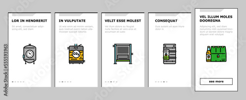 beer production brewery factory onboarding mobile vector. alcohol industry, drink equipment, brew process, manufacturing glass technology beer production brewery factory illustrations