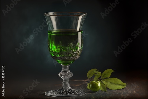 A glass of alcoholic drink - absinthe photo