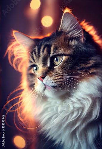 Cute adorable cat photorealistic portrait. Generative art