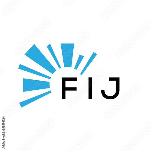 FIJ letter logo. FIJ blue image on white background and black letter. FIJ technology  Monogram logo design for entrepreneur and business. FIJ best icon.
 photo