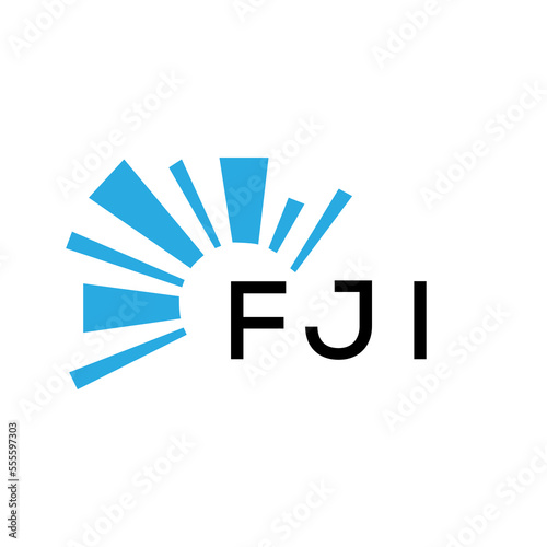 FJI letter logo. FJI blue image on white background and black letter. FJI technology  Monogram logo design for entrepreneur and business. FJI best icon.
 photo