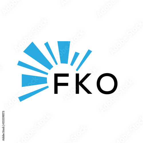 FKO letter logo. FKO blue image on white background and black letter. FKO technology  Monogram logo design for entrepreneur and business. FKO best icon.
 photo