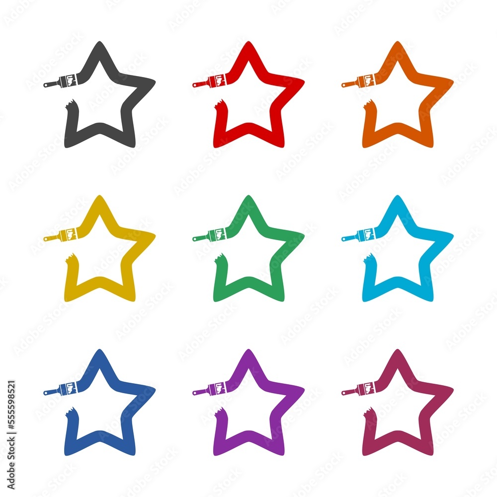  Paint brush logo icon isolated on white background. Set icons colorful