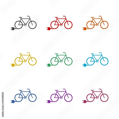 E-Bike, E Bike, Electric bike icon isolated on white background. Set icons colorful