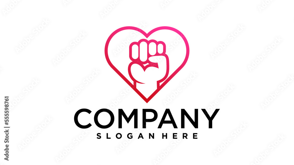 love logo with hand