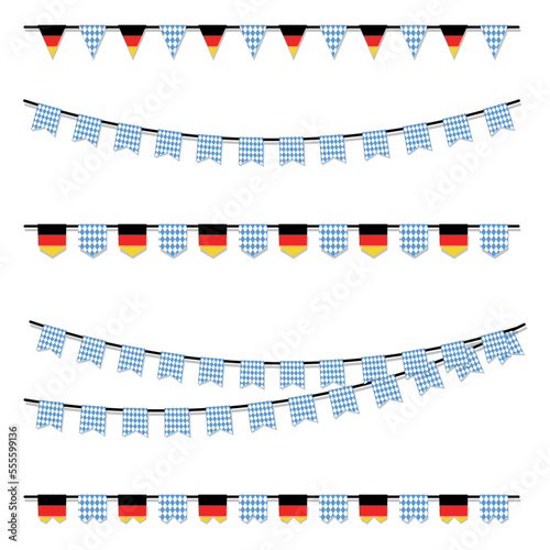 German Oktoberfest Flags - Different Vector Illustrations Isolated On White Background