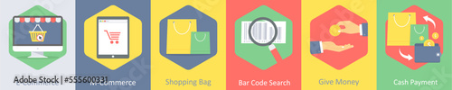 e commerce, m commerce, shopping bag