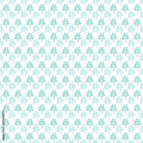 light blue christmas leaf with white background seamless repeat pattern