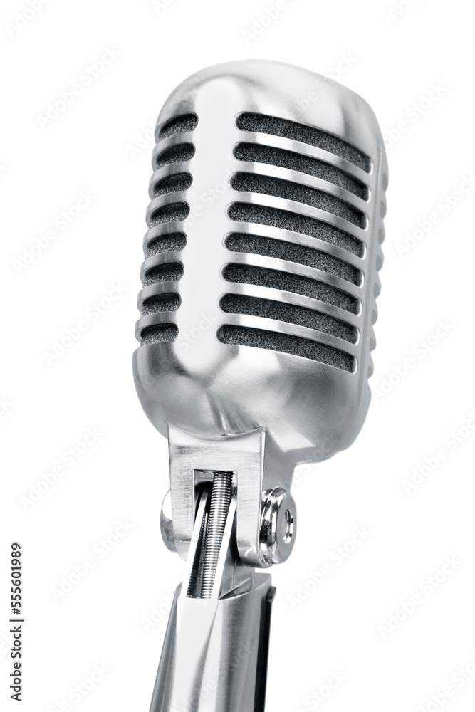 Fototapeta premium Multiple interview with steel retro microphone