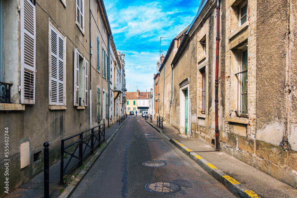Street view of old village Sens in France