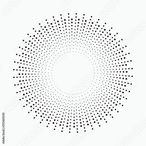 radial Halftone pattern background. Abstract concentric dotted backdrop. Halftone design element for various purposes.	