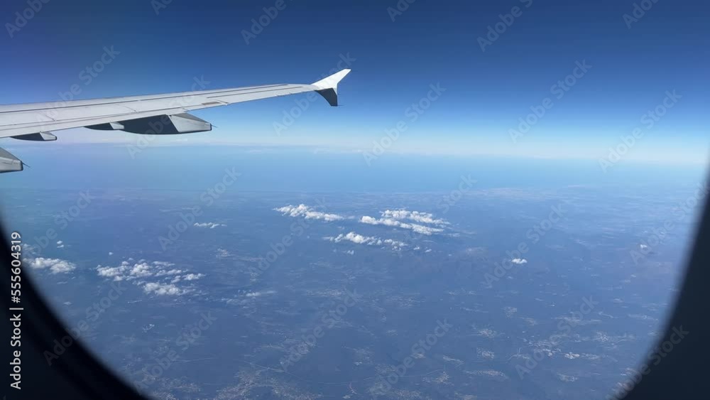 View from window of airplane flying over Portugal in December View from window of airplane flying over Portugal in December