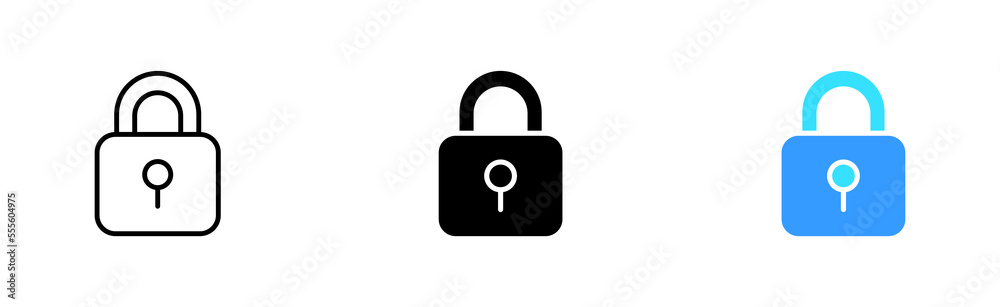Protection set icon. Lock, security, hacker, antivirus, password, private information. Privacy concept. Vector icon in line, black and colorful style on white background Protection set icon. Lock, security, hacker, antivirus, password, private information. Privacy concept. Vector icon in line, black and colorful style on white background