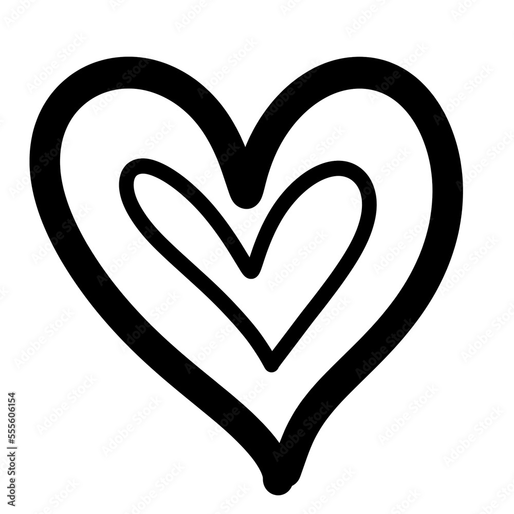 Double Heart doodle isolated Double Heart doodle isolated