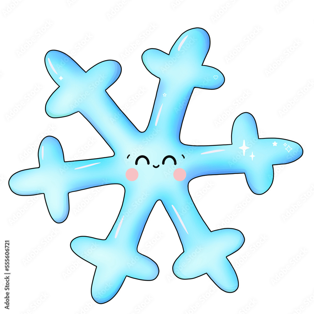 Kawaii snowflake isolated on transparent background Kawaii snowflake isolated on transparent background