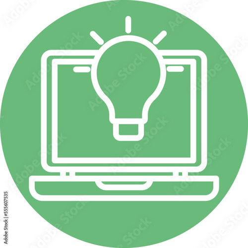 Thoughtful laptop Vector Icon
