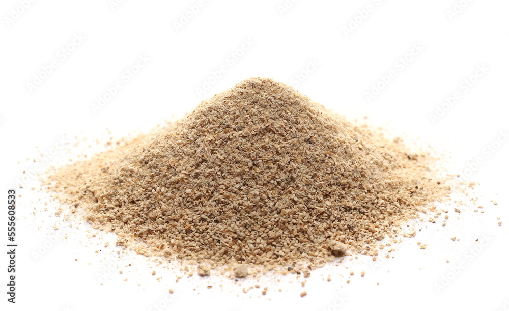 Shiitake mushroom powder (Sh), pile isolated on white Shiitake mushroom powder (Sh), pile isolated on white