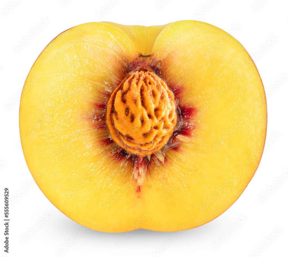 Red Peach fruit isolated on white background, Fresh Red Peach on White ...