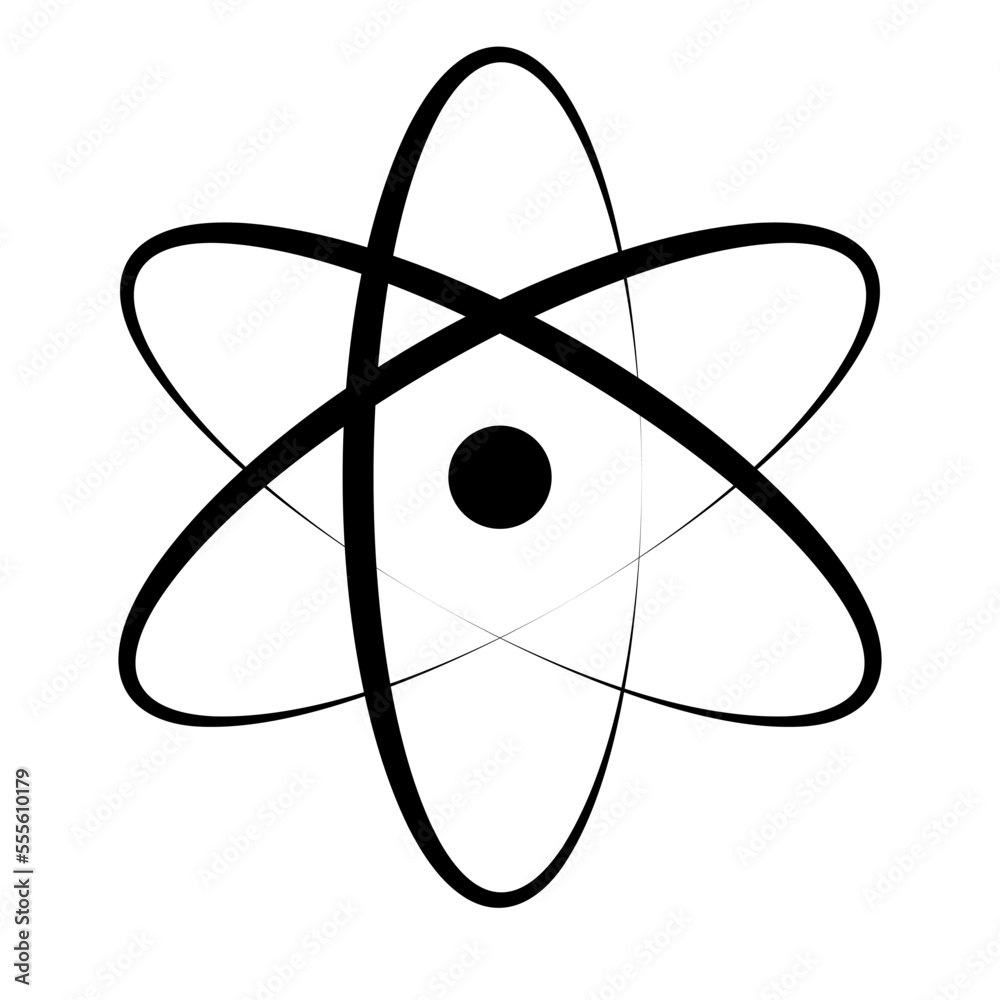 Afterimage silhouette icon of nucleus and spinning electrons. Vector. Afterimage silhouette icon of nucleus and spinning electrons. Vector.
