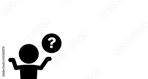 Troubled and questioning person and white background. Vector.