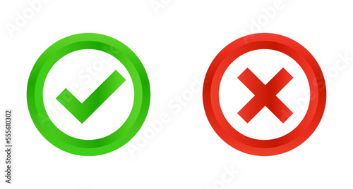 Check and cross mark icon set with gradient. Permitted and prohibited. Vector.
