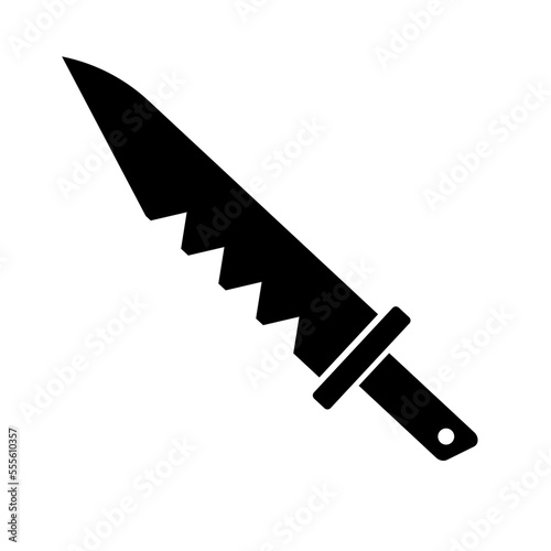 Hunting knife silhouette icon. Jagged knife. Vector.
