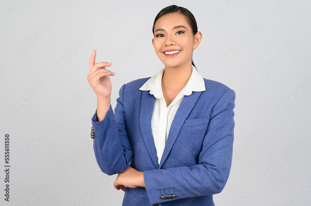 Young beautiful woman in formal clothing for officer on white background Young beautiful woman in formal clothing for officer on white background