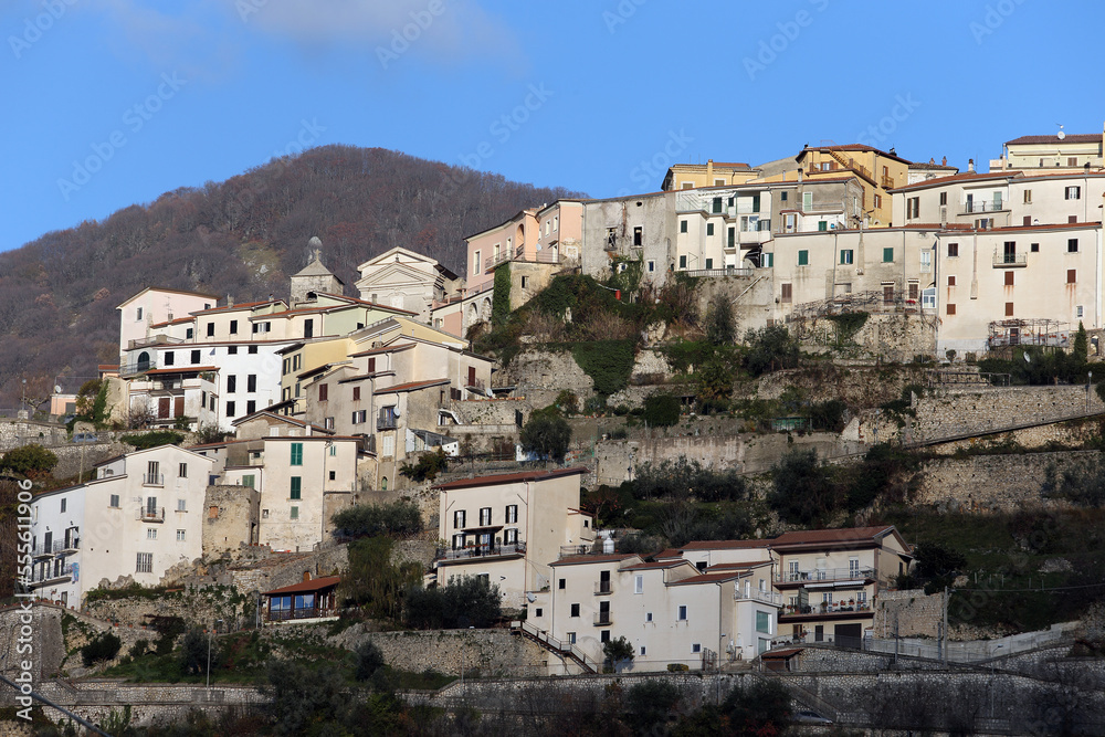 Picinisco, Italy - December 21, 2022: View of the town in the province of Frosinone