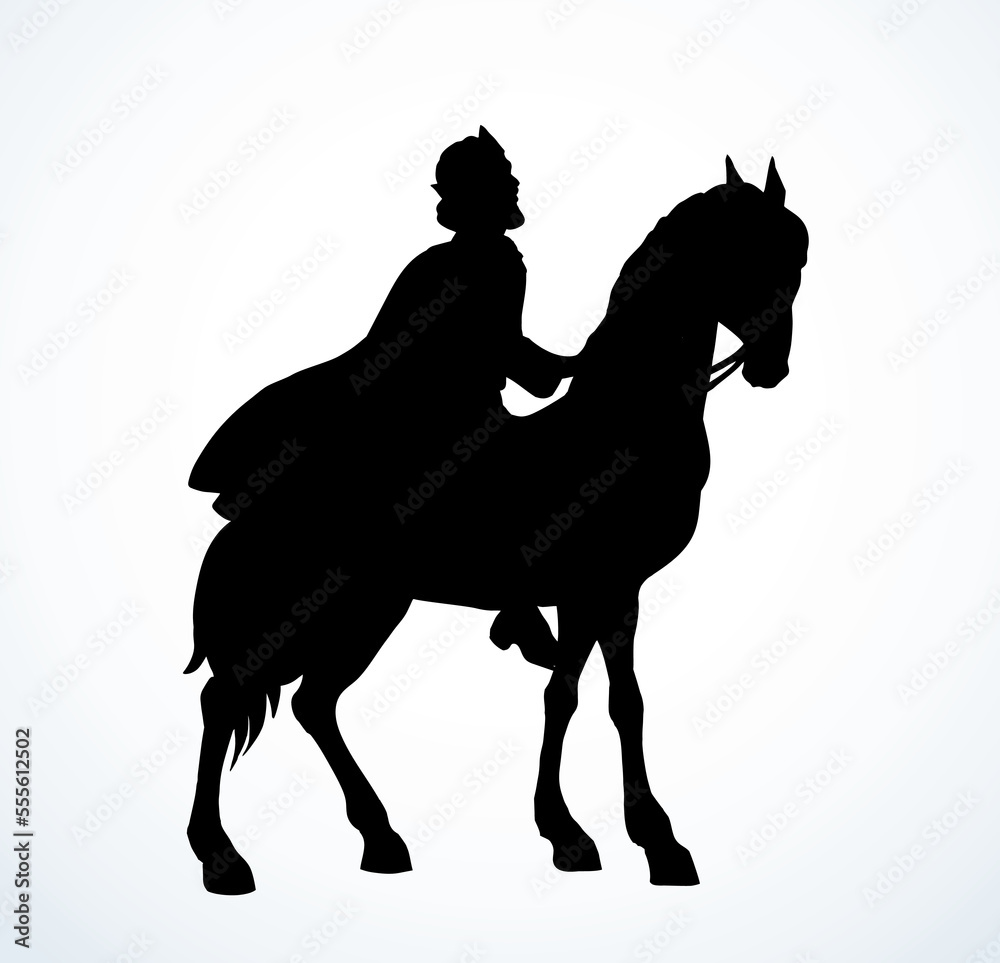 The king rides a horse. Vector drawing The king rides a horse. Vector drawing
