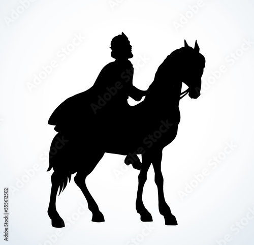 The king rides a horse. Vector drawing