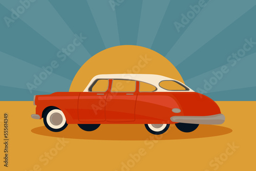 Retro-style vector illustration. Retro car.