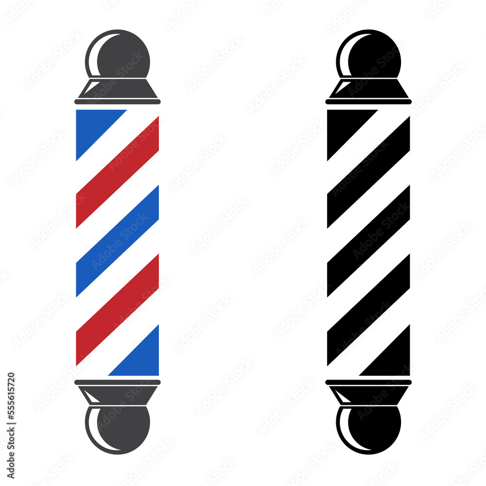 barber pole icon jpg illlustration design. the barbershop cylinder lights turned and lit
. Classic Barber shop Pole isolated on a white background jpeg
 - obrazy, fototapety, plakaty 
