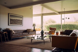 Generative AI illustration of mid-century modern luxury house interior design