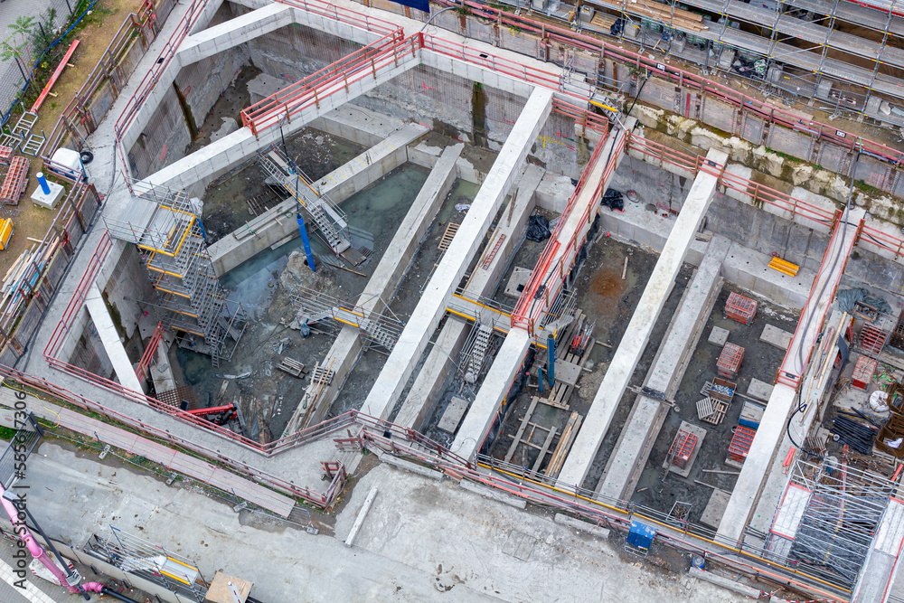 Baustelle für den Bau einer neuen U-Bahn