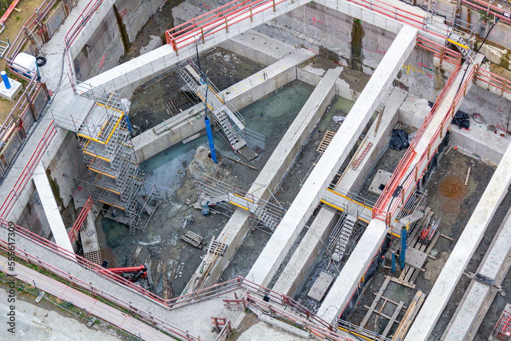 Baustelle für den Bau einer neuen U-Bahn