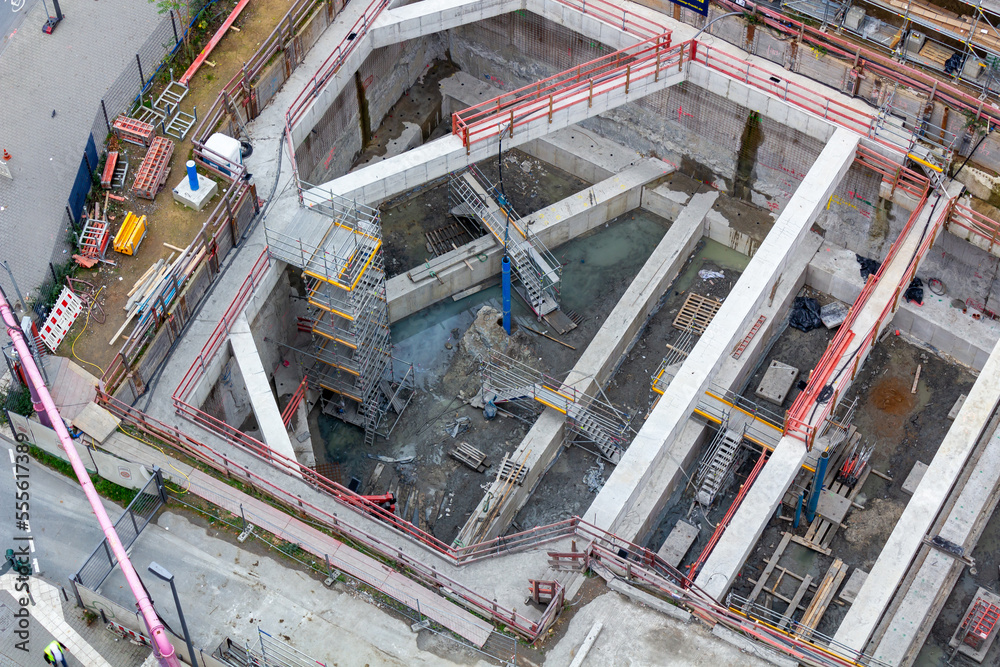Baustelle für den Bau einer neuen U-Bahn
