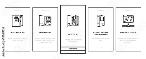 folder paper business file empty onboarding mobile vector. blank open, office template, document information, presentation page, archive cover folder paper business file empty illustrations