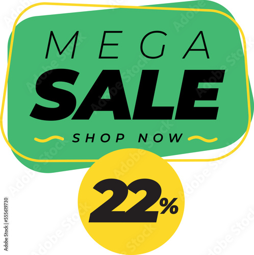Twenty two 22 percent big discount sale banner label yellow