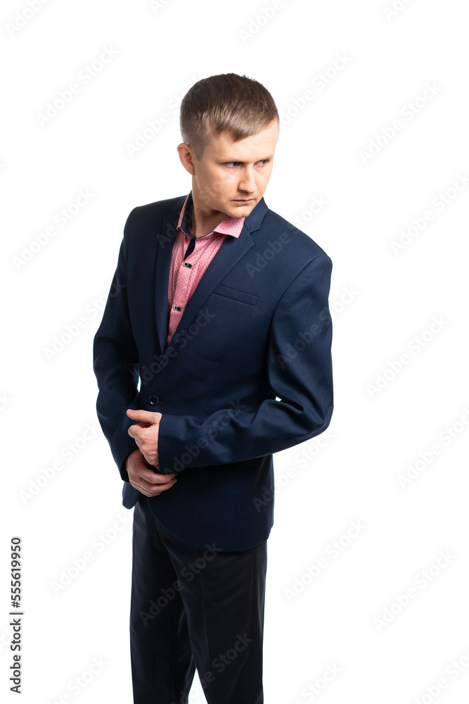a man in a business suit looks away. isolated a man in a business suit looks away. isolated