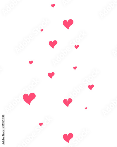 A heart. Little pink love symbols rise up. Sweet heart. Color vector illustration. Flat style. Outlines on an isolated background. Idea for web design.